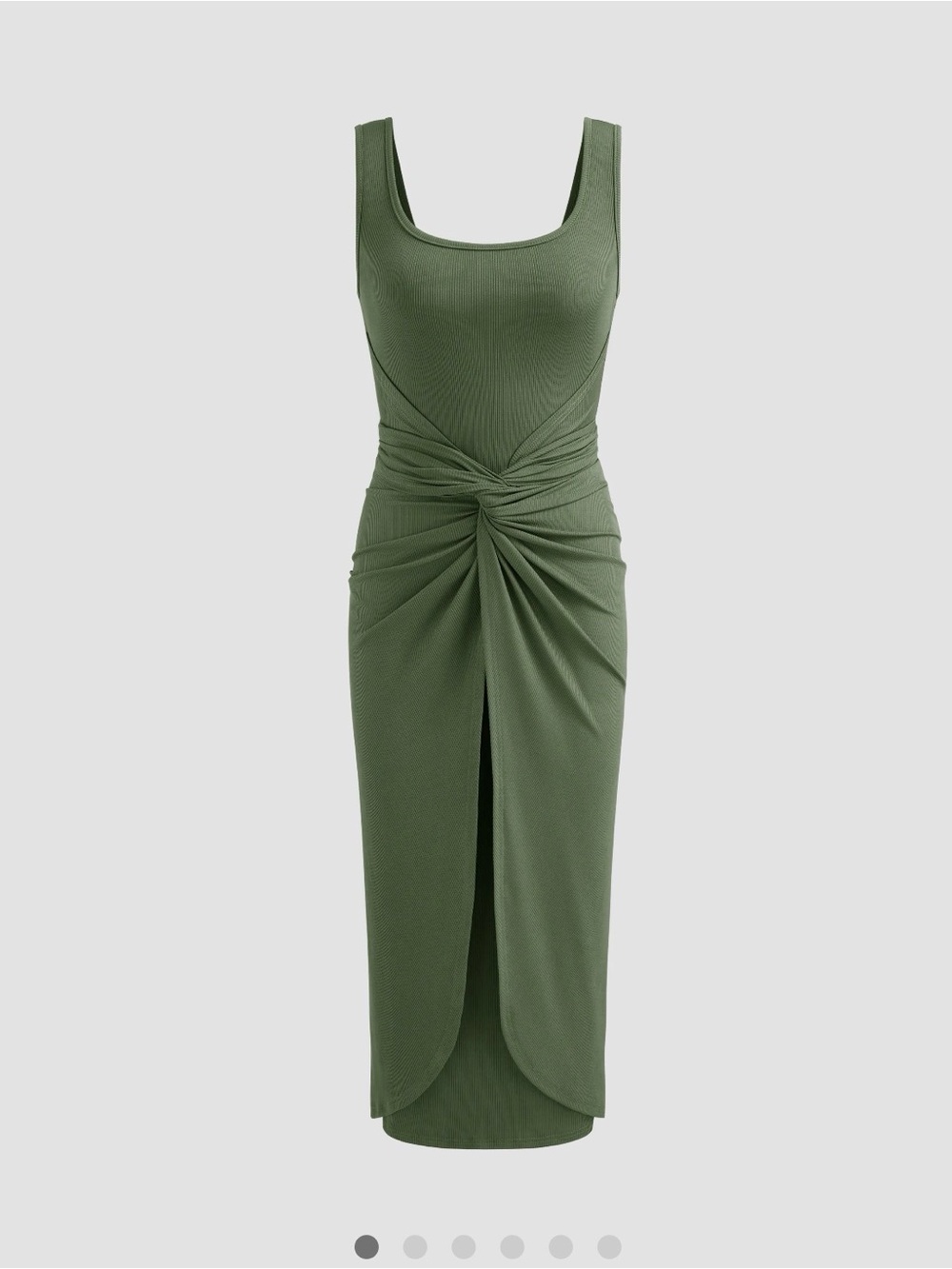 Cider Olive Green Knotted Midi Dress